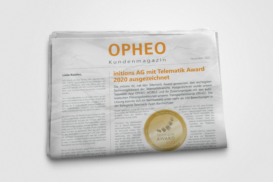 Eine klassische Zeitung mit der Überschrift Opheo