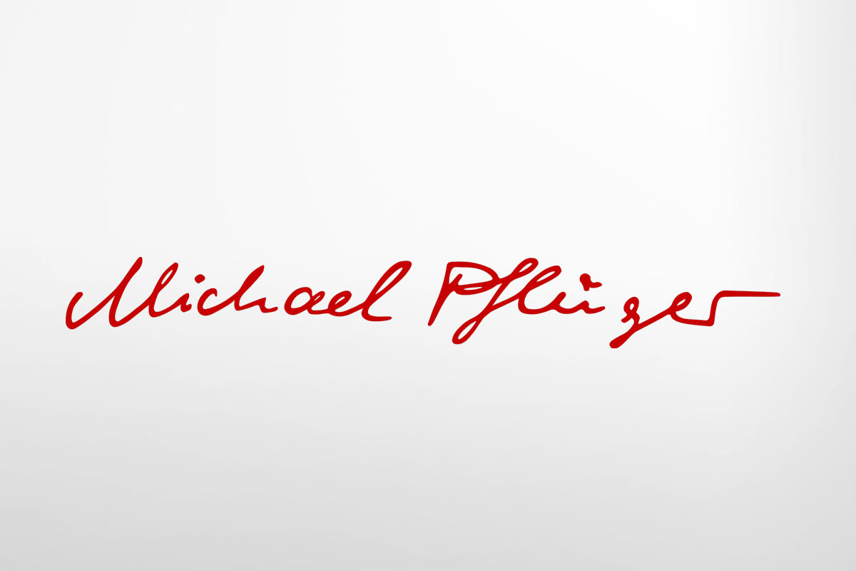 Michael Pflüger als rote Unterschrift